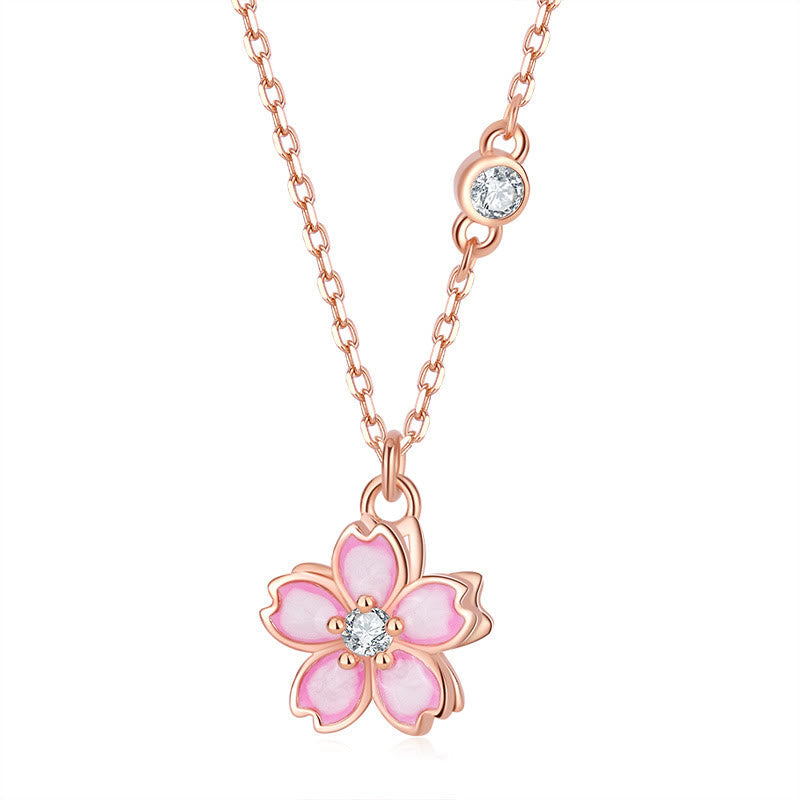 Wear FengShui 925 Sterling Silver Cherry Blossom Flower Rotatable Protection Necklace Pendant