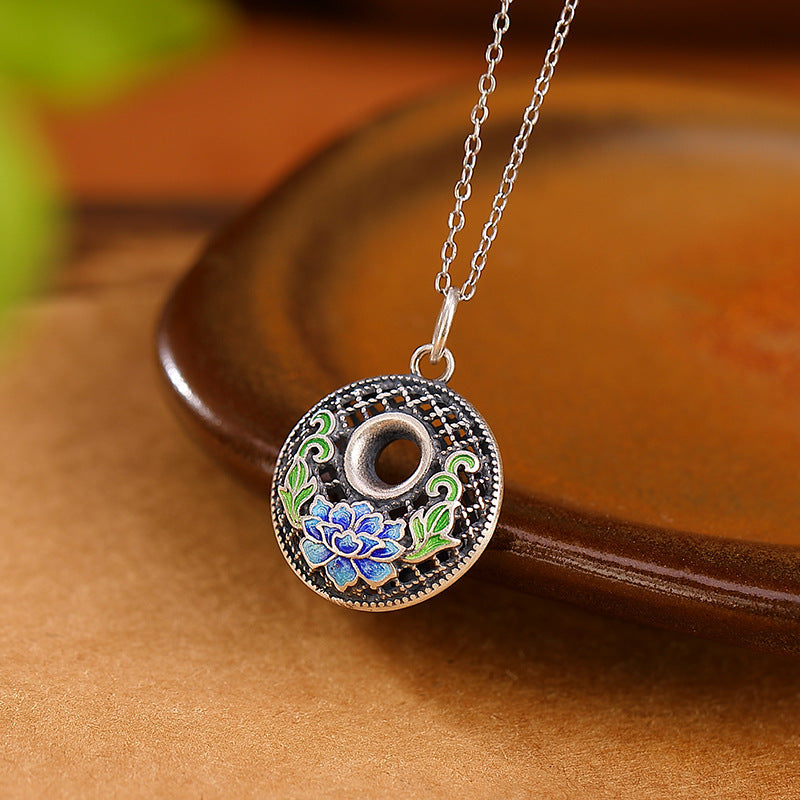Wear FengShui 999 Sterling Silver Koi Fish Fu Character Lotus Peace Buckle Wealth Necklace Pendant