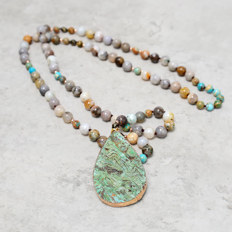 Wear FengShui Natural Ocean Picasso Jasper Beaded Healing Neckace