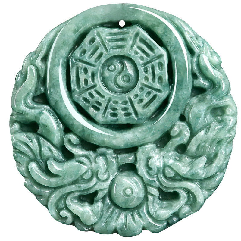 Wear FengShui Dragon Jade Yin Yang Balance Necklace String Pendant