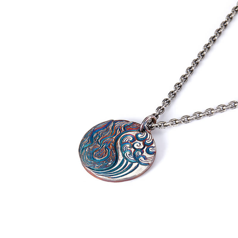Wear FengShui 990 Sterling Silver Yin Yang Water and Fire Balance Necklace Pendant