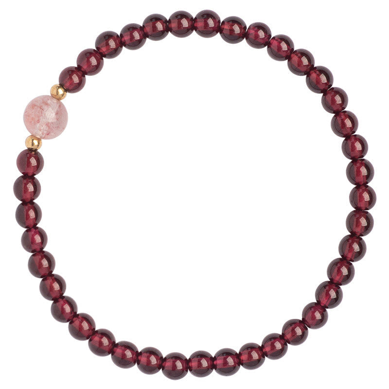 Wear FengShui Natural Garnet Strawberry Quartz Calm Bracelet