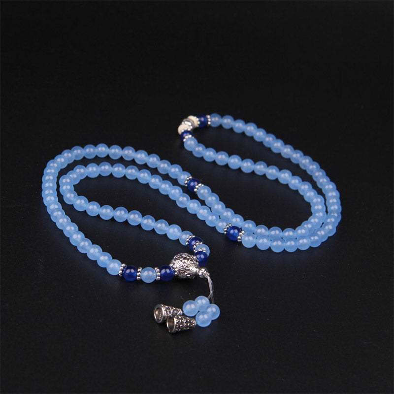 Wear FengShui 108 Beads Blue Crystal Healing Bracelet Mala