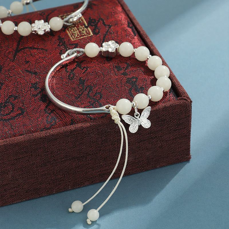 Wear FengShui Bodhi Seed Butterfly Lotus Luck Wealth Bracelet Bangle