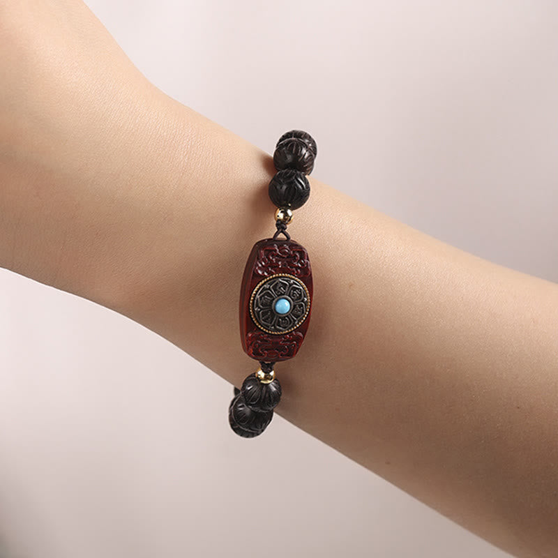 Wear FengShui Green Sandalwood Ebony Wood Sandalwood Om Mani Padme Hum Soothing Bracelet