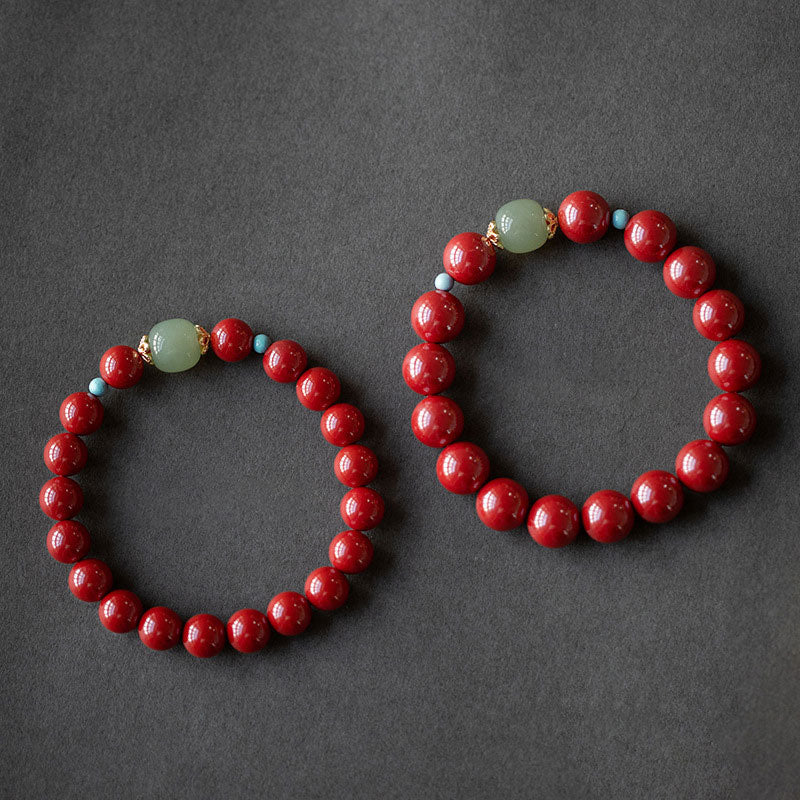 Wear FengShui Cinnabar Green Aventurine Fortune Luck Bracelet