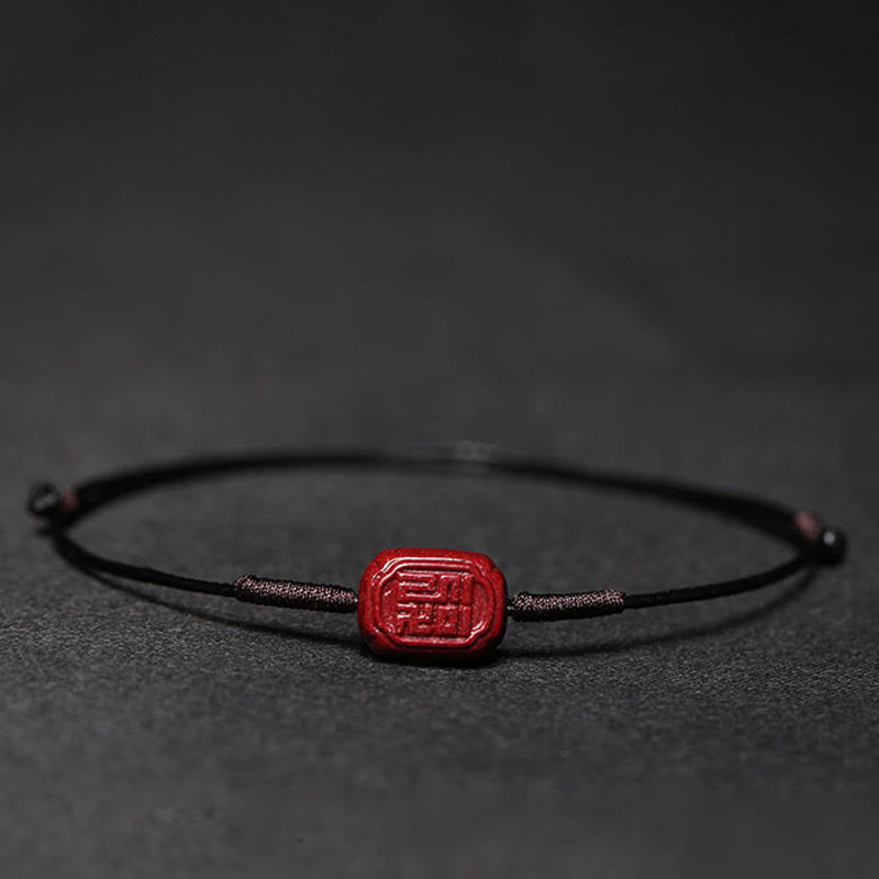 Wear FengShui Handmade Plum Blossom Four Leaf Clover PiXiu Lotus Koi Fish Cinnabar Blessing Braid Bracelet