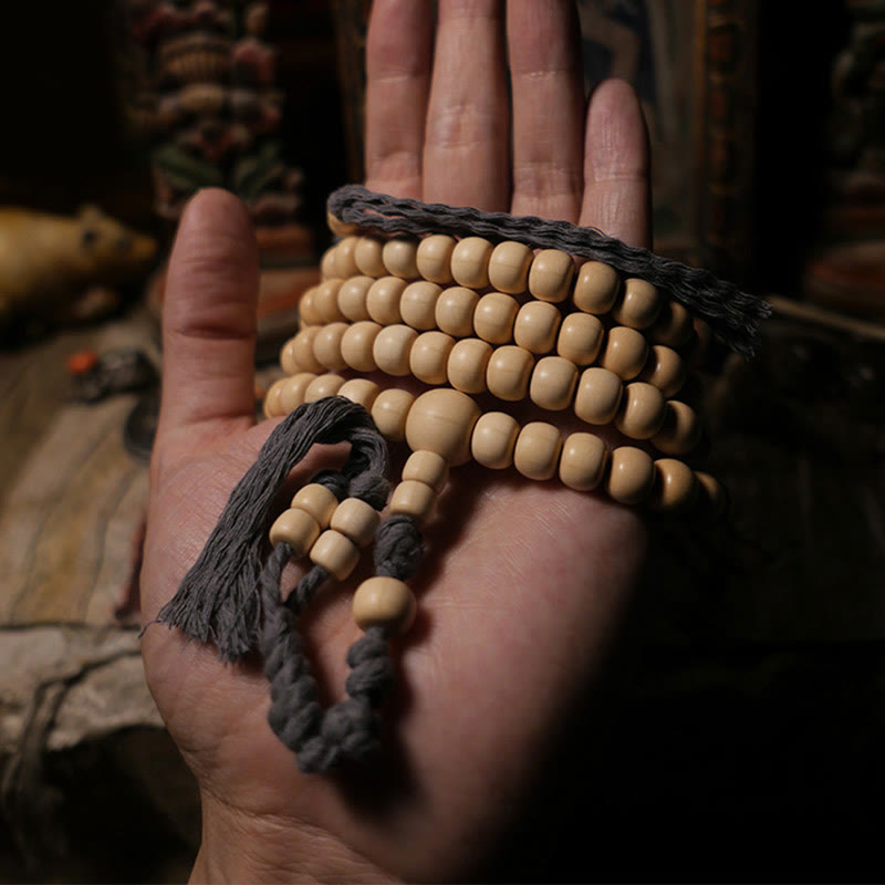 Wear FengShui 108 Mala Beads Abelia Biflora Wood Warding Off Evil Spirits Wrist Mala