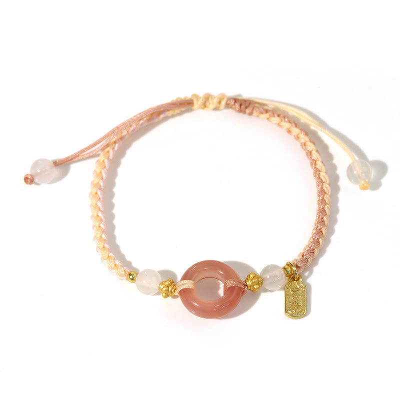 Wear FengShui Peace And Joy Agate Peace Buckle Auspicious Handmade Braided Bracelet