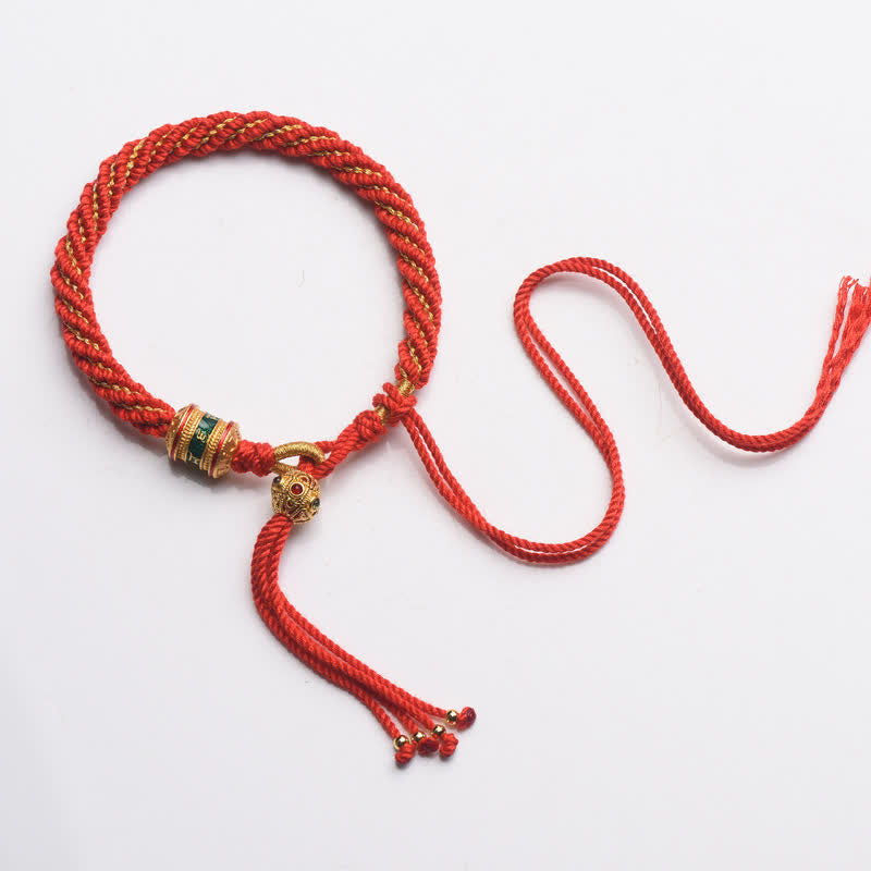 Wear FengShui Tibetan Handmade Luck Prayer Wheel Bead Charm Weave Colorful String Bracelet