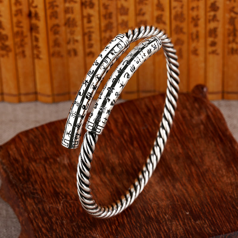 Wear FengShui Retro Heart Sutra Twisted Design Pattern Balance Bracelet Bangle