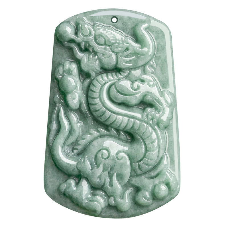 Wear FengShui Year of the Dragon Chinese Zodiac Dragon Jade Success Amulet Necklace Pendant