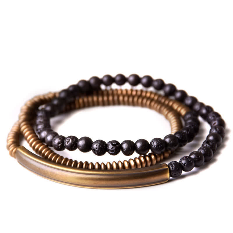 Wear FengShui Vintage Lava Rock Copper Support Bracelet