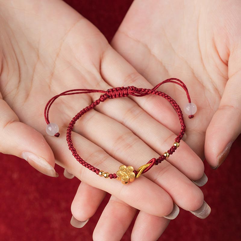 Wear FengShui Handmade 925 Sterling Silver Cherry Blossoms Sakura Chalcedony Luck Bracelet