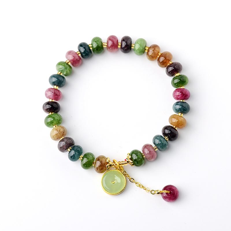 Wear FengShui Colorful Tourmaline Cute Flower Rabbit Charm Love Bracelet