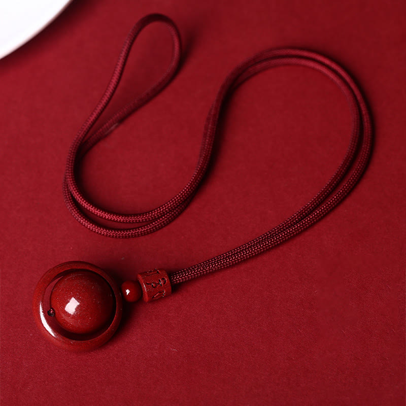 Wear FengShui Cinnabar Om Mani Padme Hum PiXiu Blessing Lucky Bead Necklace Pendant