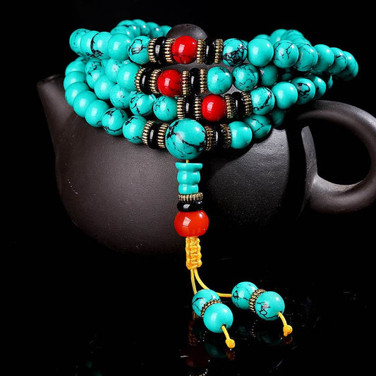 Wear FengShui Tibetan Turquoise Healing Mala Bracelet