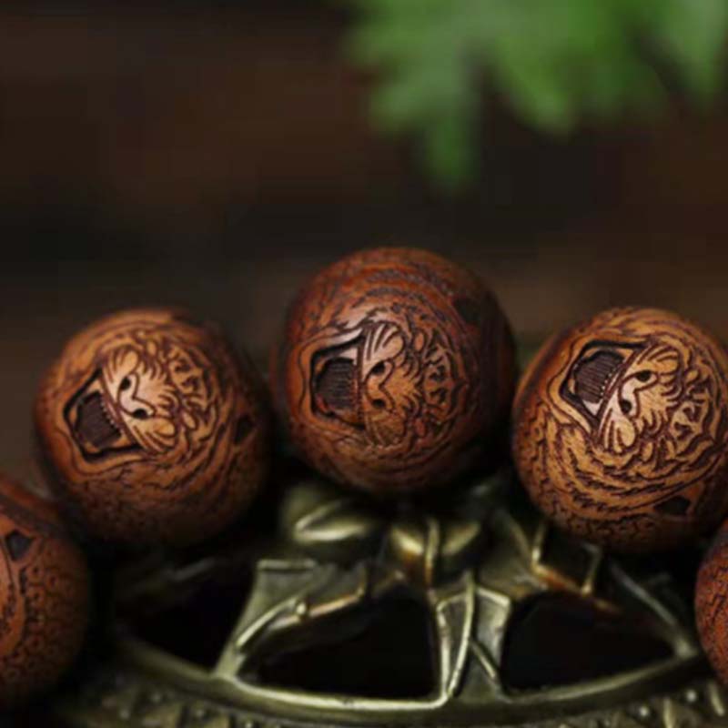 Wear FengShui Tibetan Rosewood Engraving Tiger Protection Bracelet