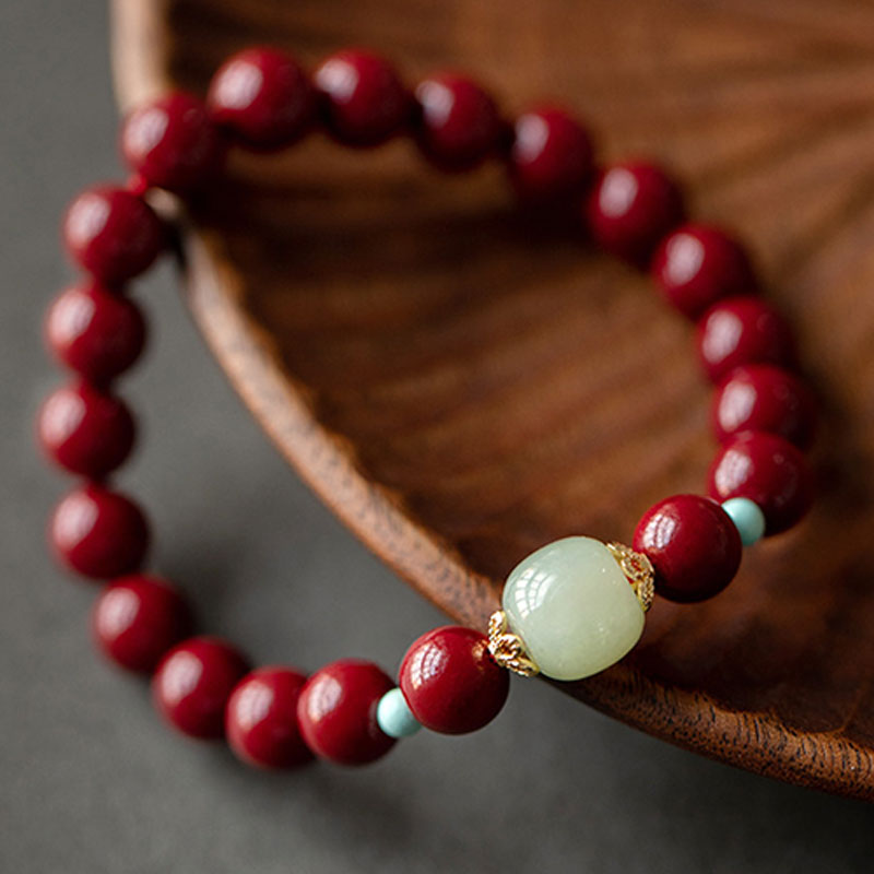 Wear FengShui Cinnabar Green Aventurine Fortune Luck Bracelet