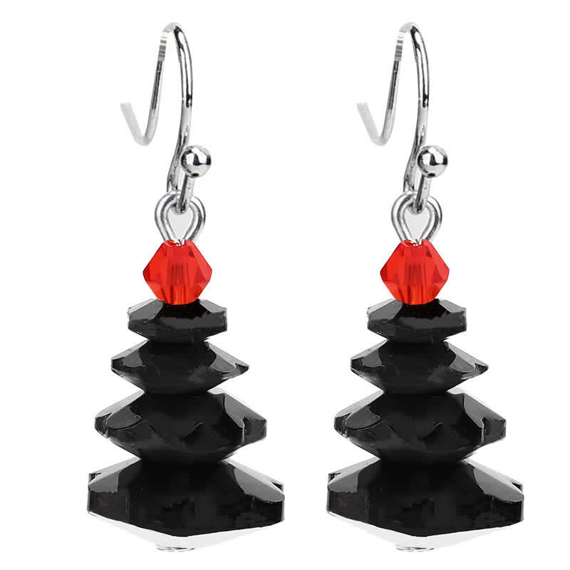 Wear FengShui Various Crystals Christmas Tree Amethyst Peace Healing Drop Earrings