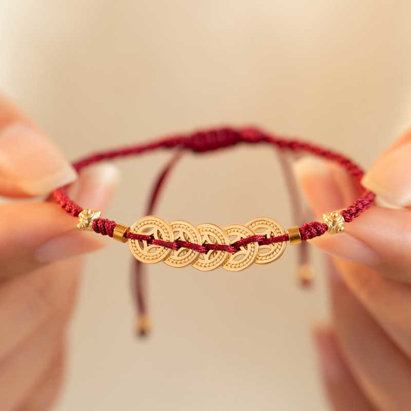 Wear FengShui Copper Coin Fortune Tree Luck Strength Braided Bracelet