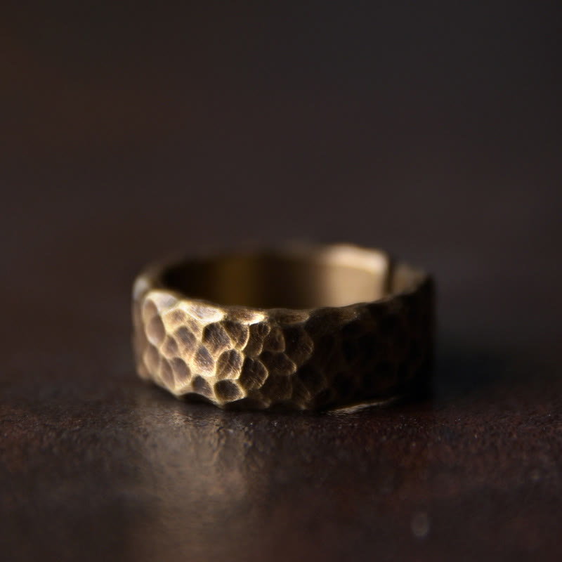 Wear FengShui Tibetan Bump Texture Design Copper Brass Luck Ring
