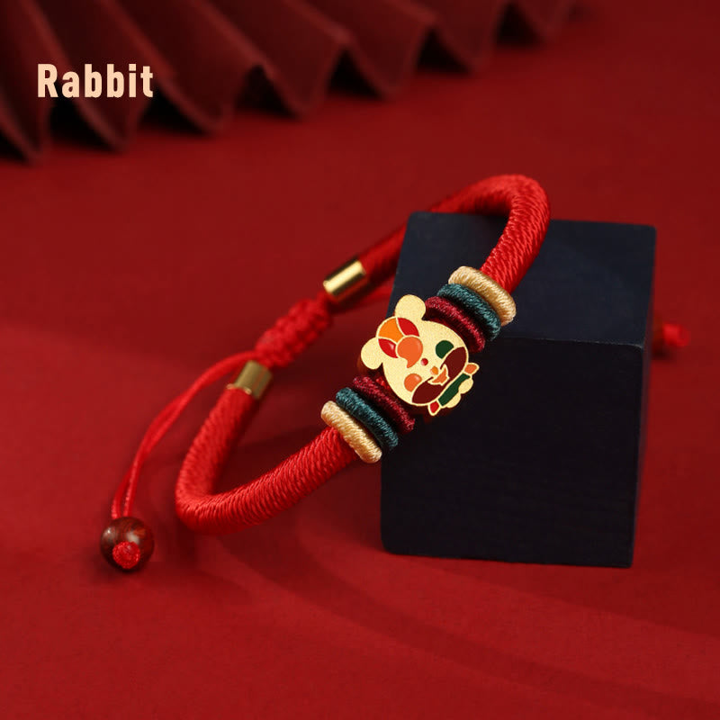 Wear FengShui Handmade 925 Sterling Silver Year of the Dragon Cute Chinese Zodiac Luck Braided Red Bracelet