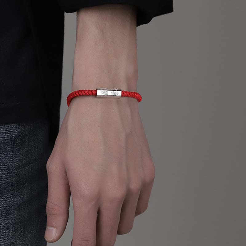 Wear FengShui 925 Sterling Silver Letter Engraving Blessing String Bracelet