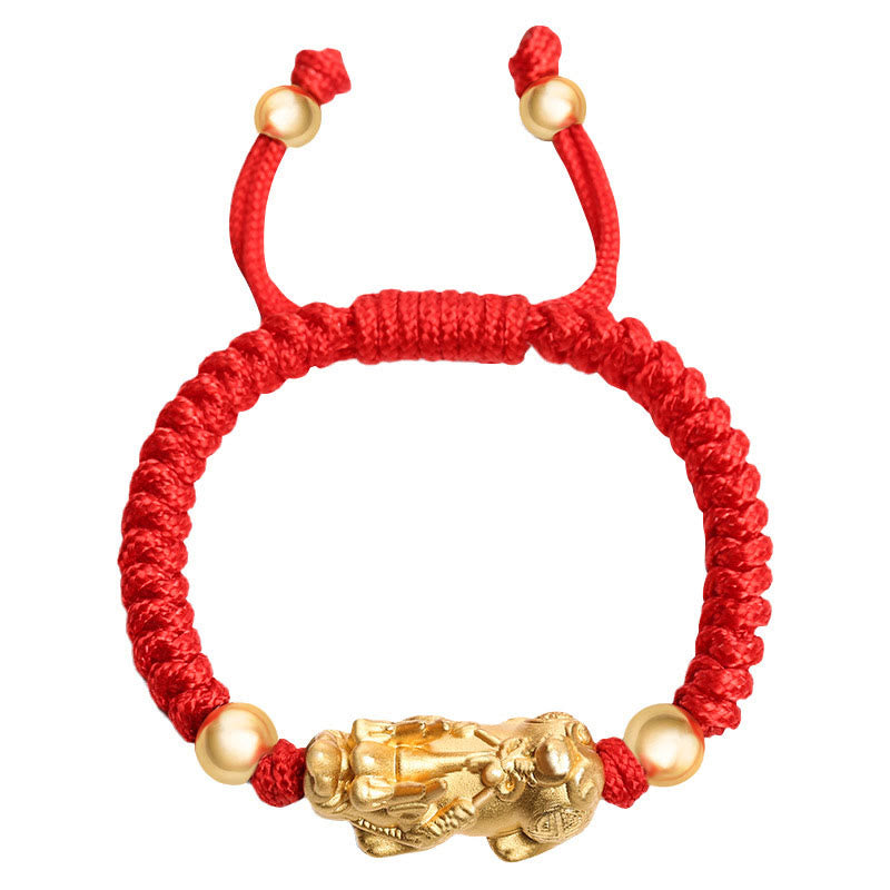 Sterling Silver PiXiu Wealth Vajra Knot String Braided Kids Child Bracelet