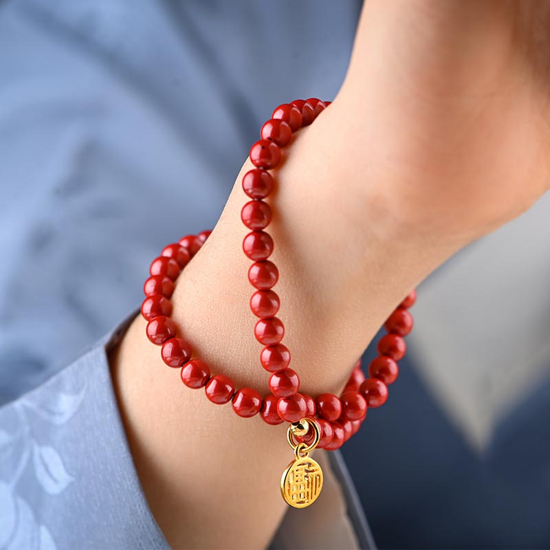 Wear FengShui Tibetan Cinnabar Green Aventurine Luck Bracelet Necklace