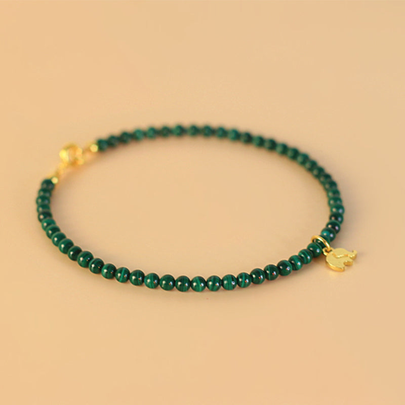 Wear FengShui Natural Malachite Elephant Anti-Anxiety Charm Bracelet