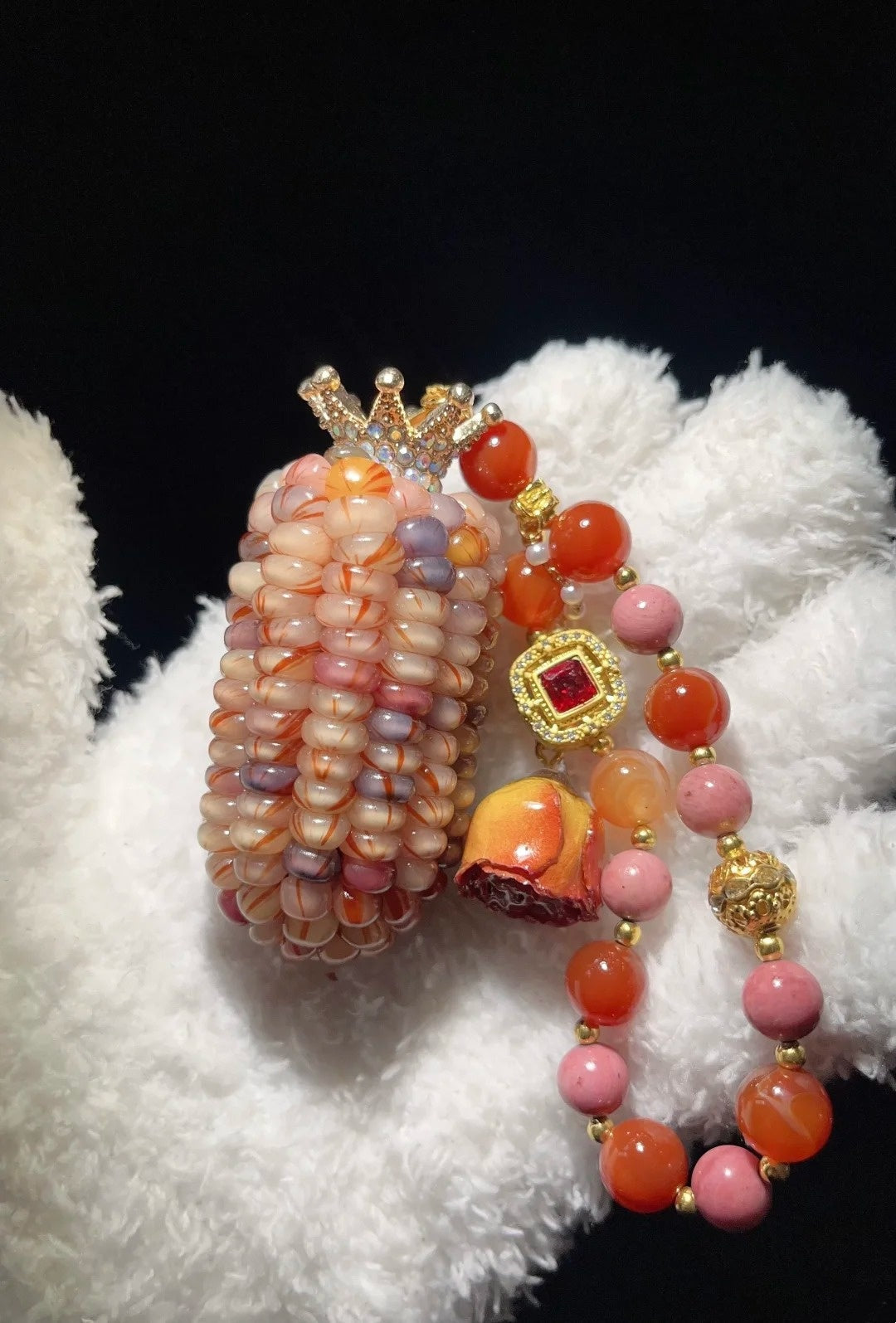 Rainbow Ice-Transparent Natural Corn Charms for Fidgeting