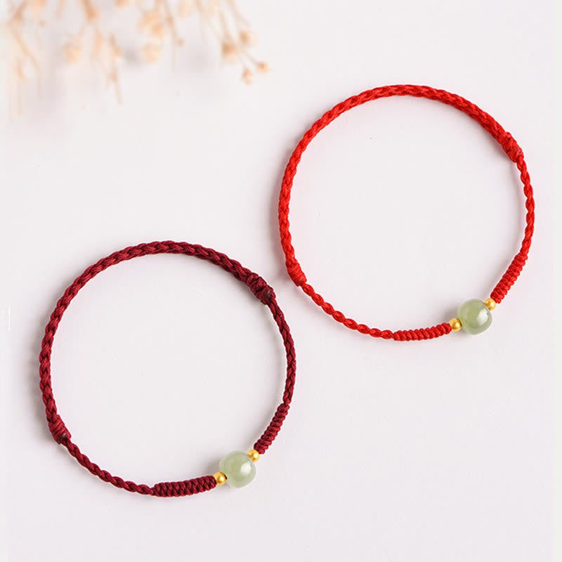 Wear FengShui Handmade Jade Lucky Bead Prosperity Braided Bracelet