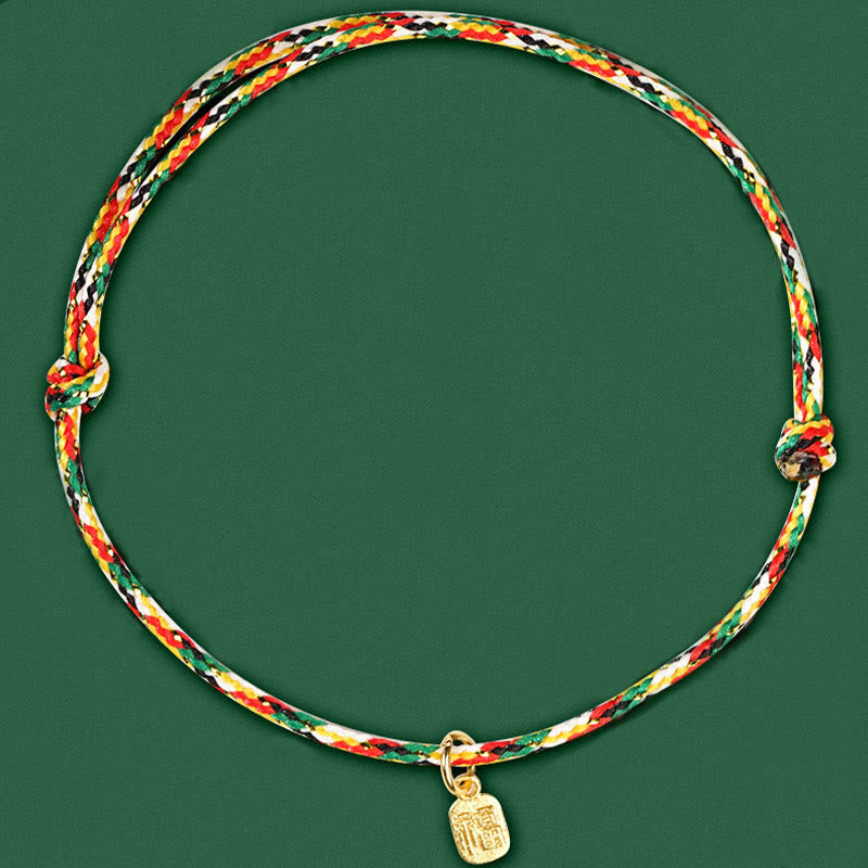 Wear FengShui Auspicious Fu Character Peace And Joy Luck Handmade Multicolored Child Adult Bracelet