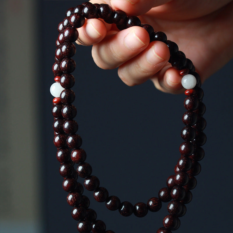 Wear FengShui Tibetan Small Leaf Red Sandalwood Lotus Mala Balance Bracelet