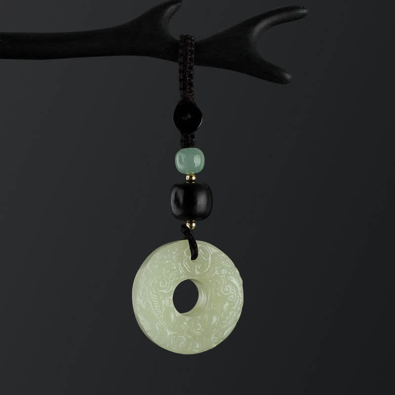 Wear FengShui PiXiu Jade Peace Buckle Abundance Wealth Key Chain