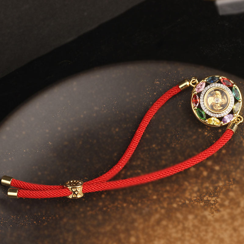 Wear FengShui Colorful Zircon Copper Wealth Luck Rotation Bracelet Necklace Pendant