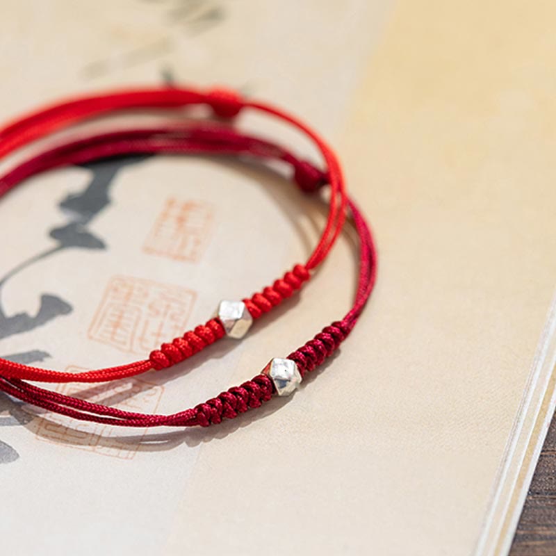 Wear FengShui 925 Sterling Silver Luck Bead Protection Red String Braided Bracelet