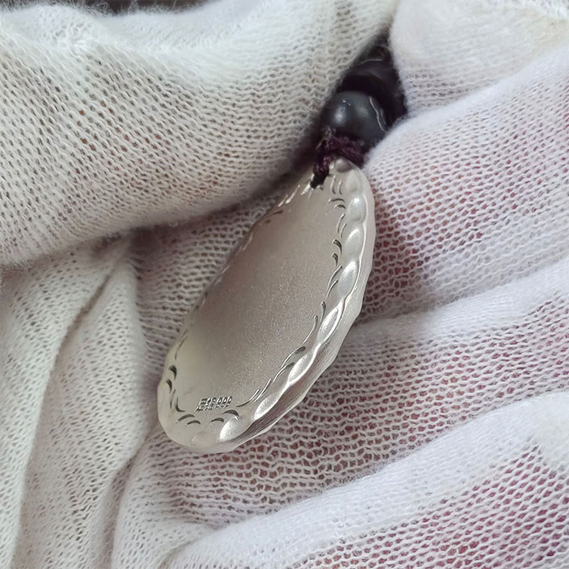 Wear FengShui Vintage 999 Sterling Silver Yin Yang Bagua Water Drop Design Balance Harmony Necklace Pendant