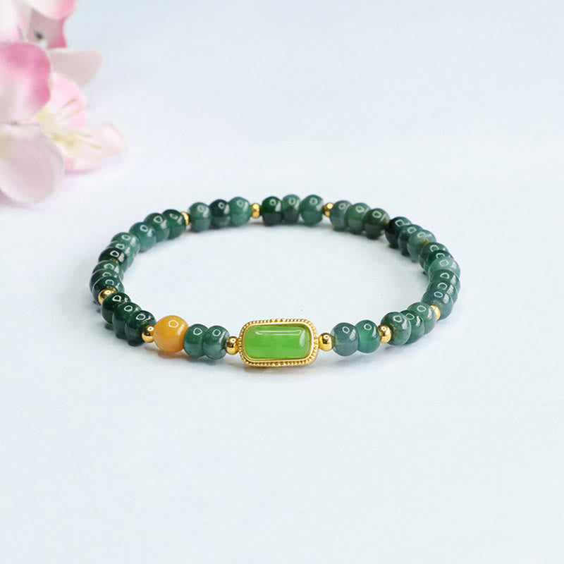 Wear FengShui Natural Green Jade Topaz Luck Bracelet