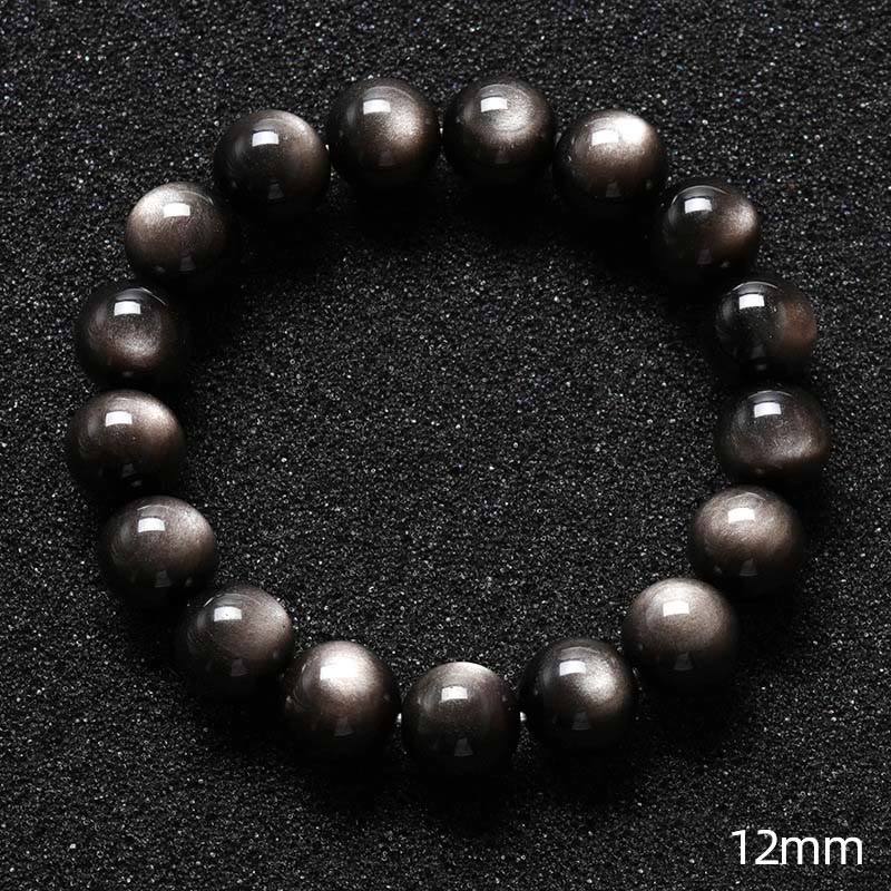 Wear FengShui Natural Silver Sheen Obsidian Soothing Protection Bracelet