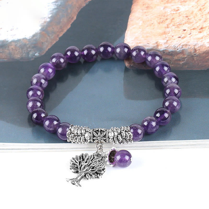 Wear FengShui Natural Gemstone Tree of Life Lucky Charm Stretch Bracelet