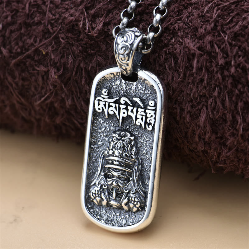 Buddha Stones 925 Sterling Silver Zakiram Goddess of Wealth Om Mani Padme Hum Peace Necklace Pendant