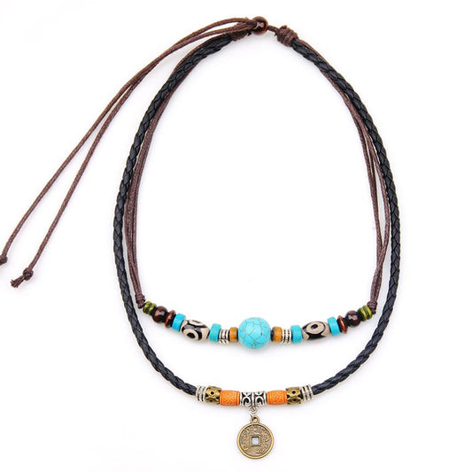 Wear FengShui Turquoise Dzi Bead Protection Necklace