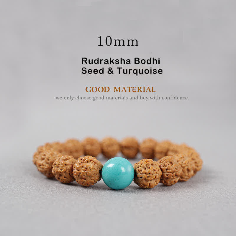 Wear FengShui Tibet Rudraksha Bodhi Seed Dzi Bead Amber Turquoise Wealth Bracelet