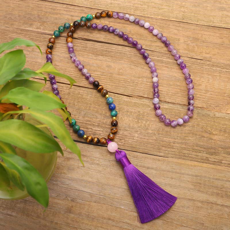 Wear FengShui Tibetan Amethyst Purify Bracelet Mala Set