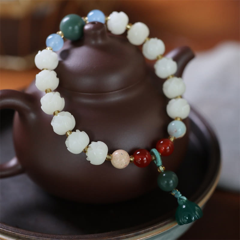 Wear FengShui Bodhi Seed Lotus Bead Carved Peace Harmony Bracelet