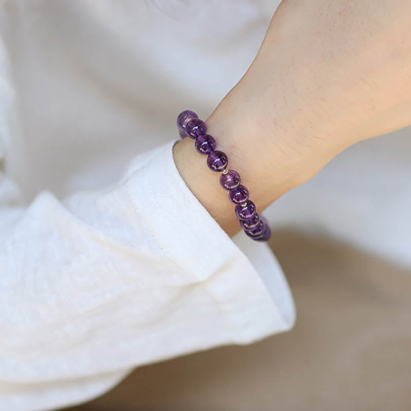 Wear FengShui Amethyst Crystal Moon Star Healing Bracelet
