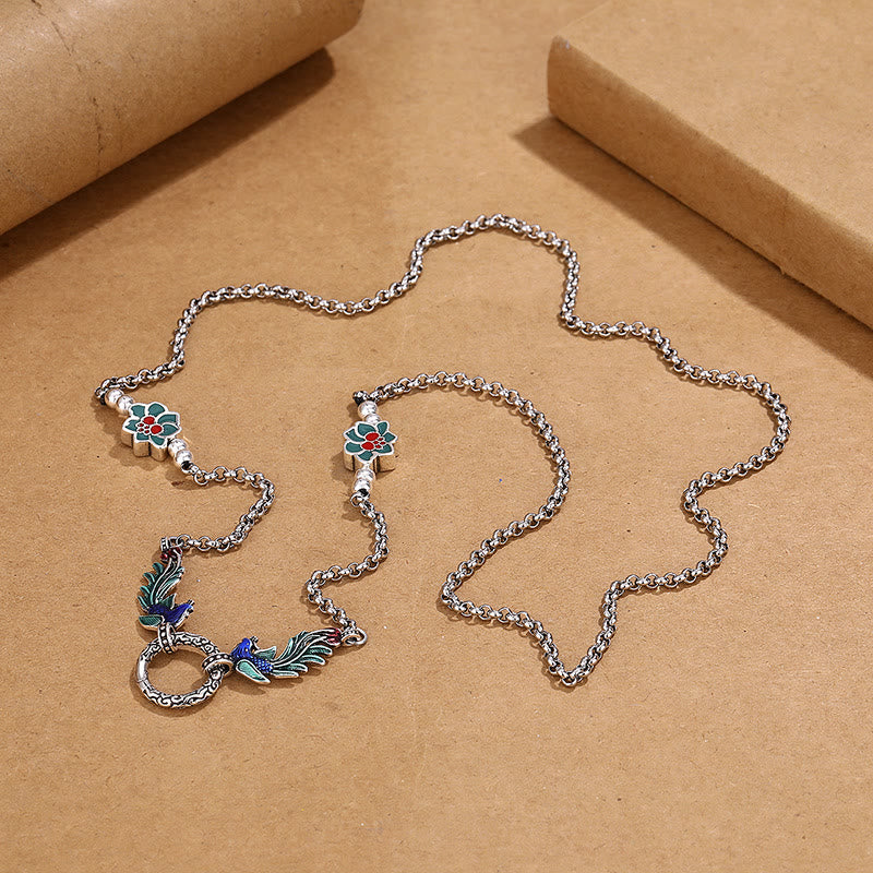 Wear FengShui Phoenix Lotus Flower Luck Protection Necklace Pendant