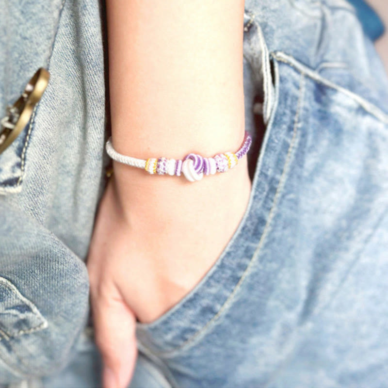 Wear FengShui Two-Color Rope Handcrafted Eight Thread Peace Knot Luck Connection Bracelet